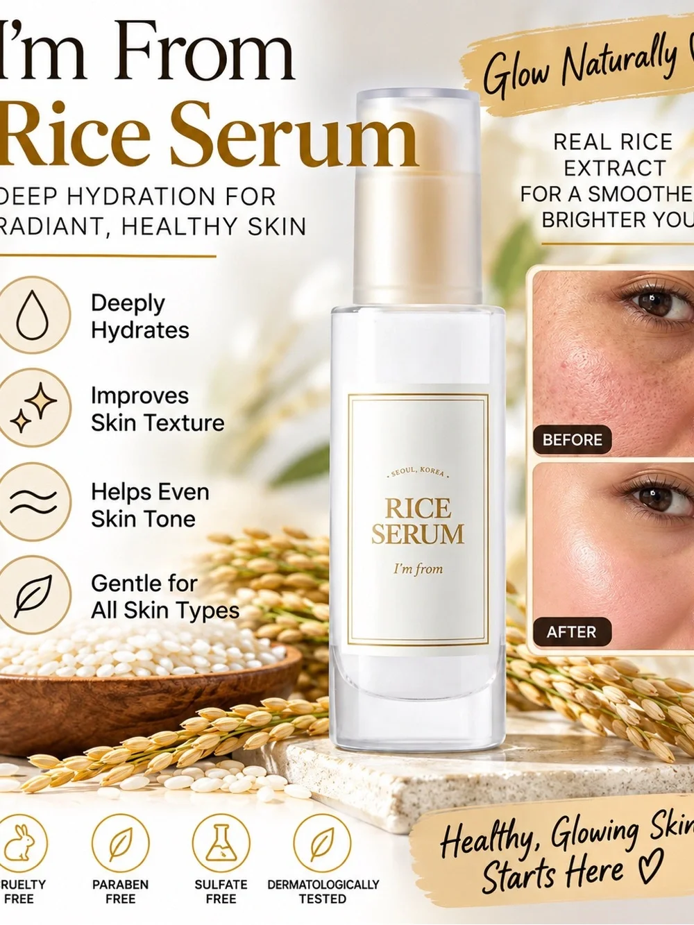 Rice Serum — Hydrating Rice Face Serum (Cream/Beige)